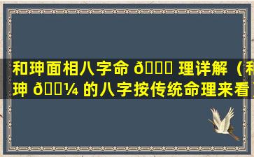 和珅面相八字命 🐅 理详解（和珅 🌼 的八字按传统命理来看）